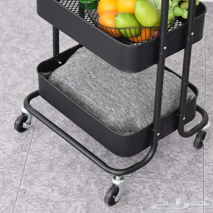 عربة معدنية متحركة بعجلات من 3 طبقات قائم للمنزل والمكتب 7