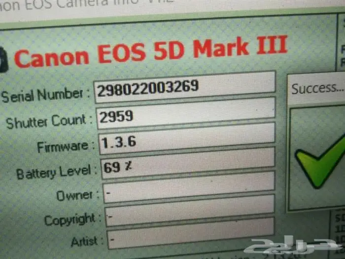 كاميرا كانون 5dmark3 شبه جديدة مع بتريجريب 6