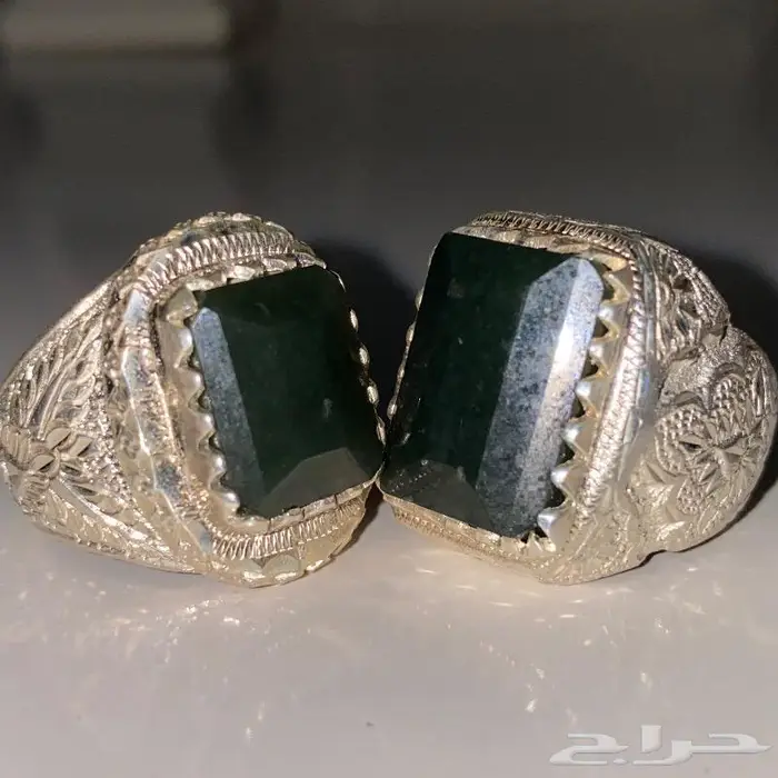 خاتمين يشم اخضر يماني صياغه ملكيه 15