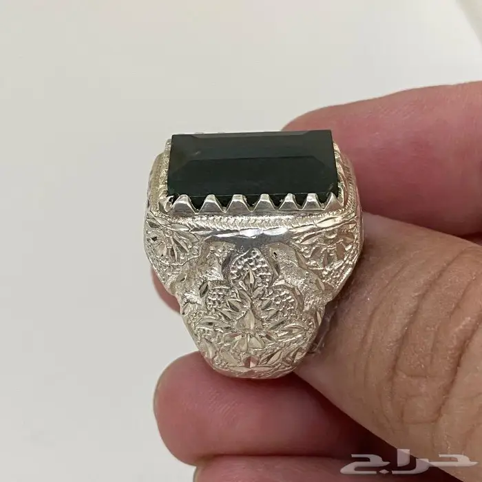 خاتمين يشم اخضر يماني صياغه ملكيه 7