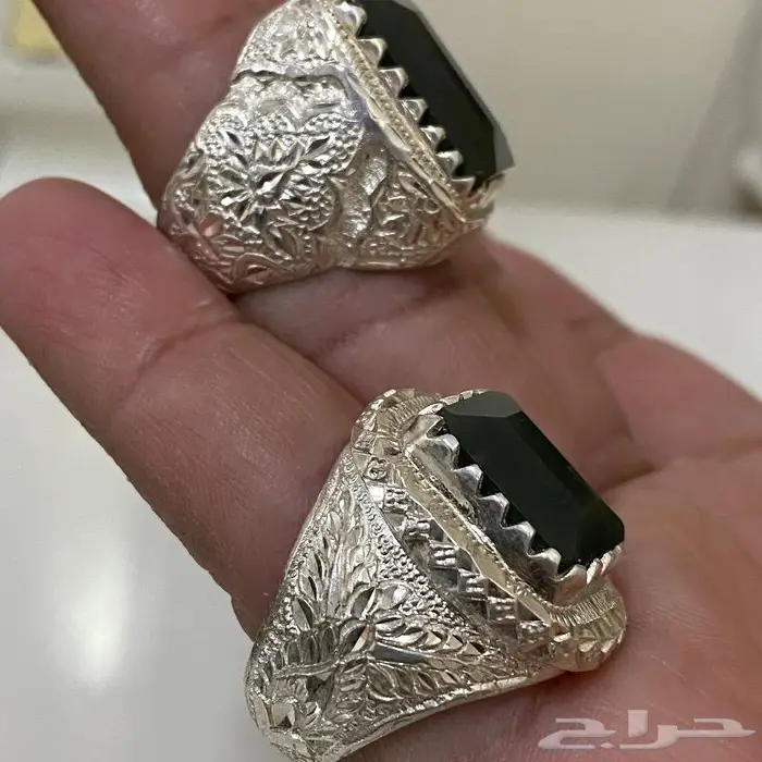 خاتمين يشم اخضر يماني صياغه ملكيه 9