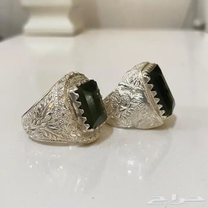 خاتمين يشم اخضر يماني صياغه ملكيه 14