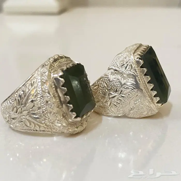 خاتمين يشم اخضر يماني صياغه ملكيه 3