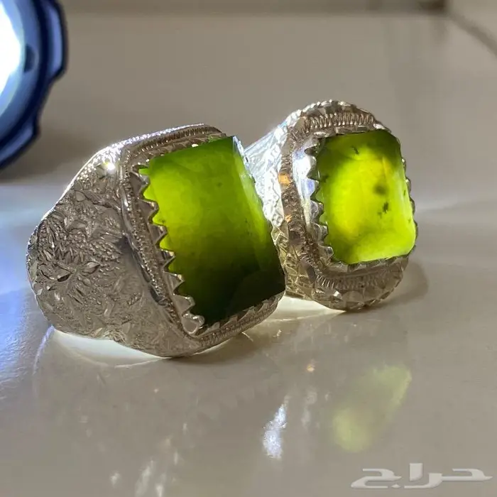 خاتمين يشم اخضر يماني صياغه ملكيه 1