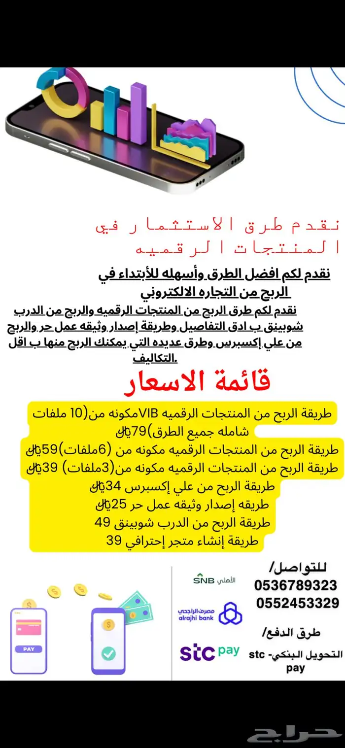 طريقه الاستثمار في المنتجات الرقميه 1