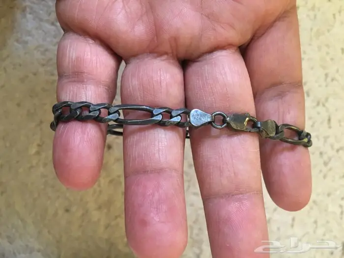 مستعمل اسوارة فضة سلسلة يحتاج تلميع اصلي ايطالي عيار925 3