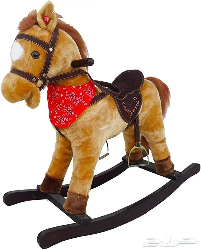 حصان فرو هزاز للأطفال بقواعد خشب بجميع المقاسات وبعدة الوان 3