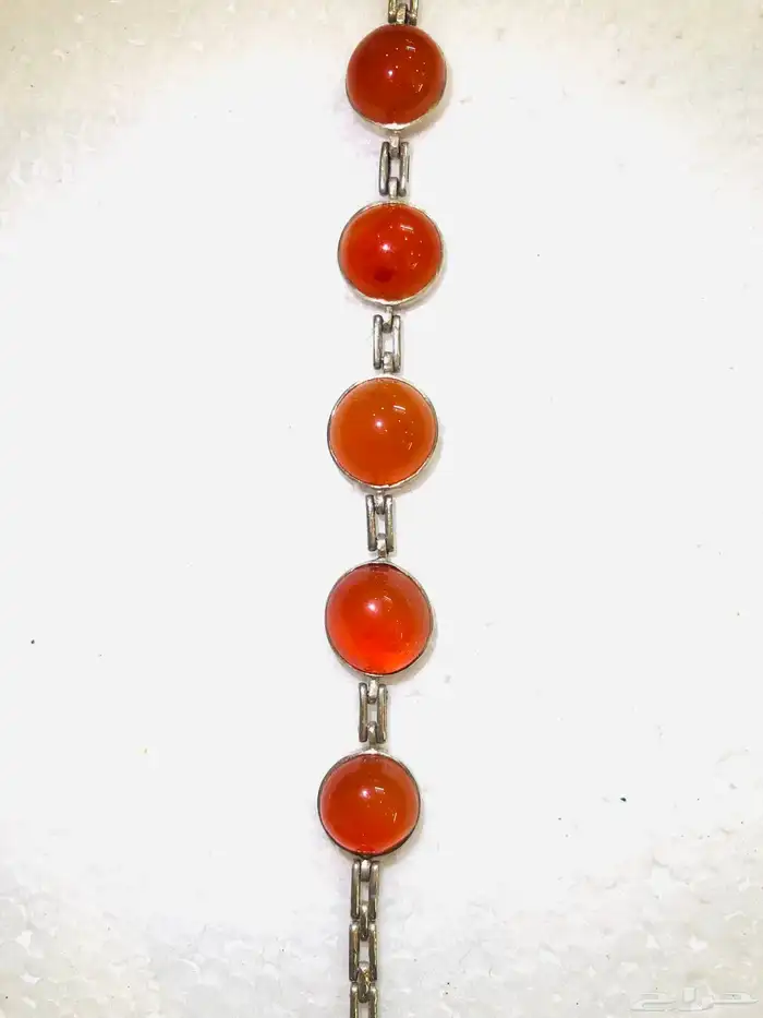 سوار اسوارة فضة انتيك بحجر عقيق أحمر عسلي 11