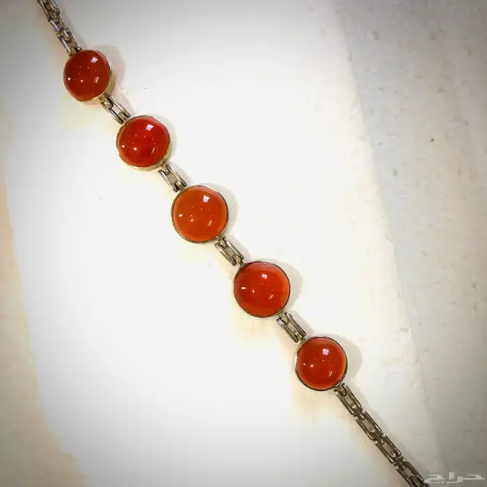 سوار اسوارة فضة انتيك بحجر عقيق أحمر عسلي 12