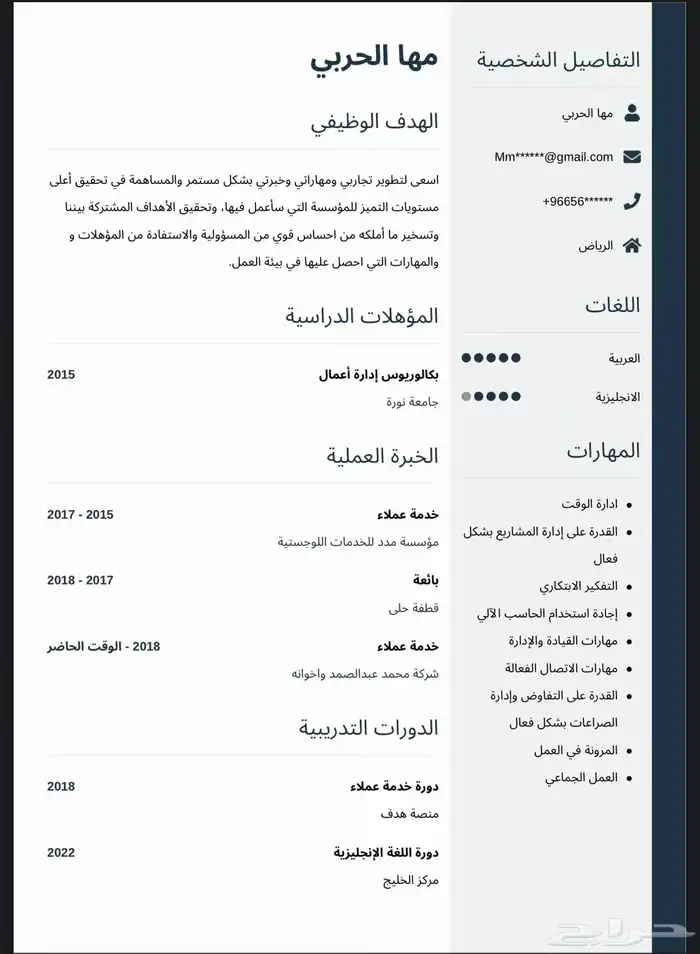 سيرة ذاتية احترافيةبنظامATS عربي وانجليزي 6