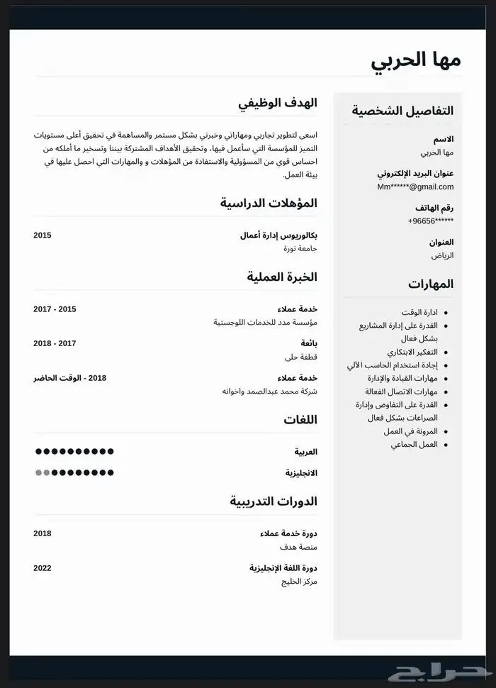 سيرة ذاتية احترافيةبنظامATS عربي وانجليزي 7