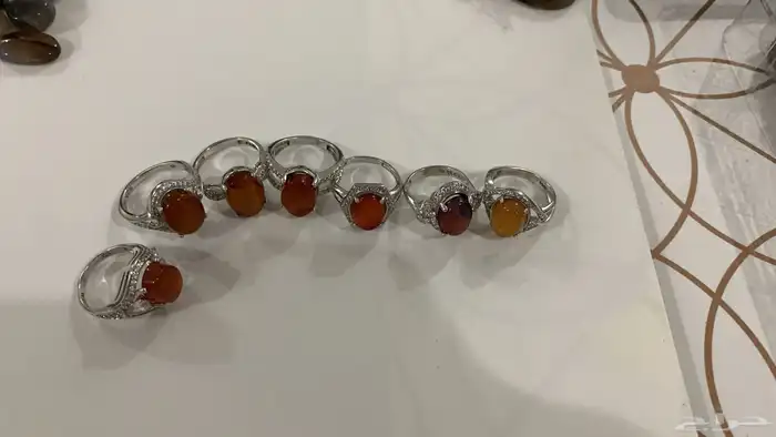 خواتم نسائية فضة عيار 925 والفص عقيق يماني 0