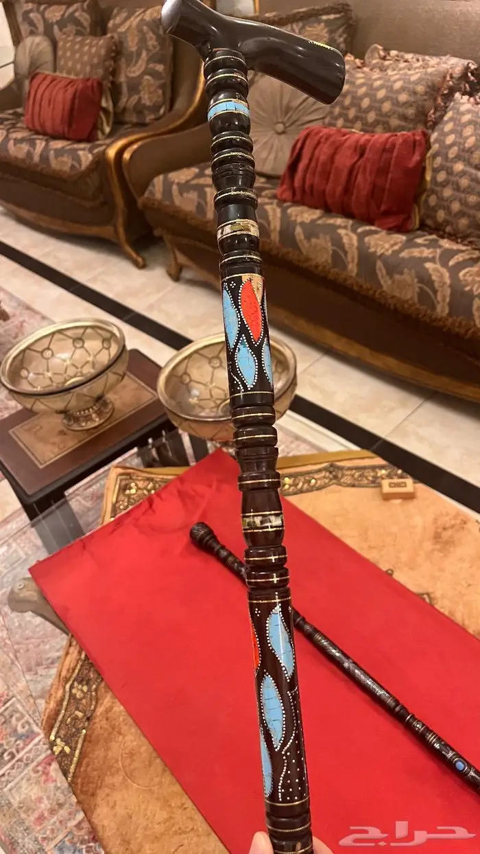 عصا عكاز ابانوس طبيعي 7