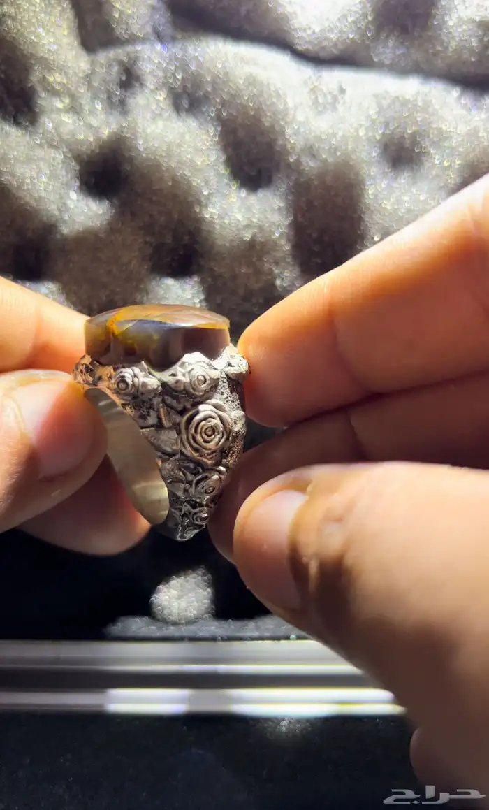 خاتم عقيق يمني مزعفر 200 عرض خاص 1