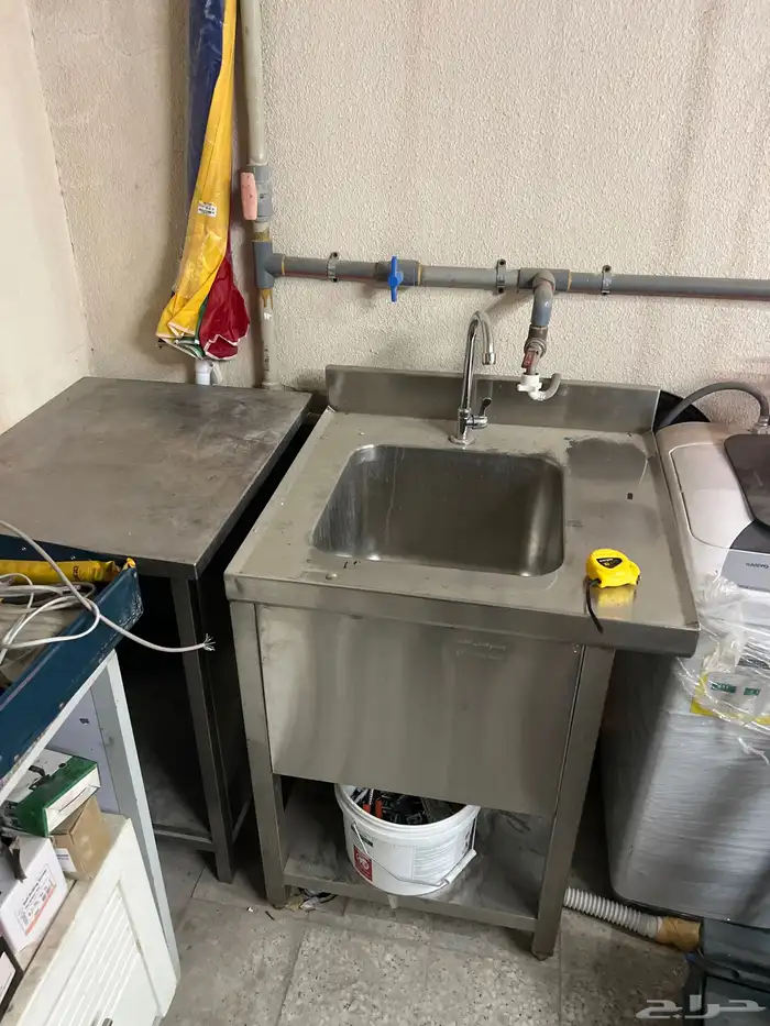 حوض غسيل استيل مع طاولة خدمة 0
