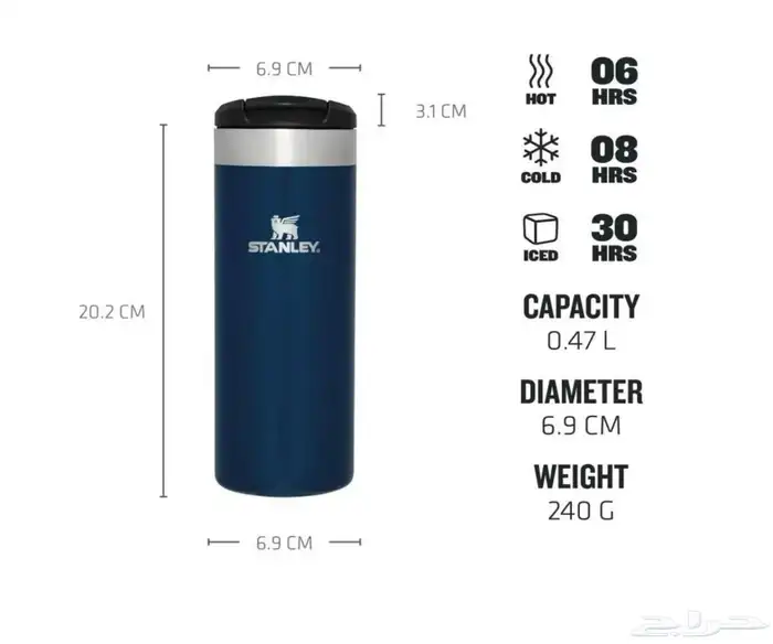 مق ستانلي لحفظ الحرارة و البرودة 0.47 مل ازرق اسود 0