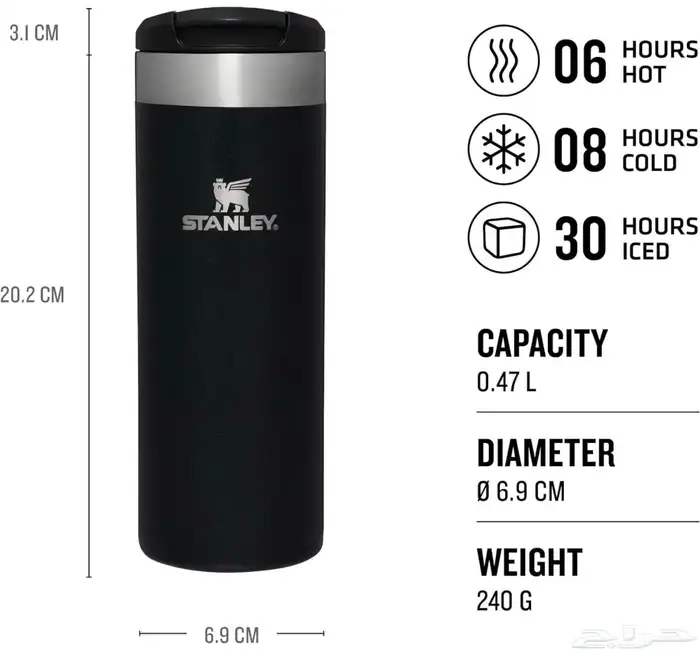 مق ستانلي لحفظ الحرارة و البرودة 0.47 مل ازرق اسود 2