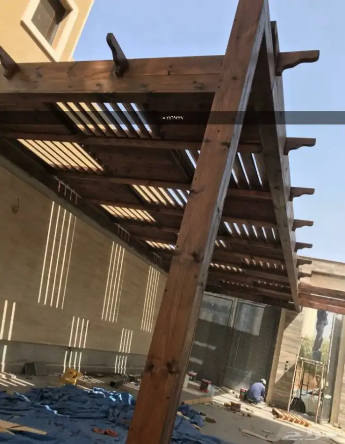 مظلات جلسات خشبيه كاسره للشمس 11