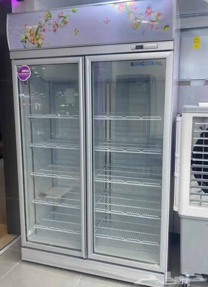 ثلاجة عرض بابين للورد والمشروبات بأحجام مختلفه 0