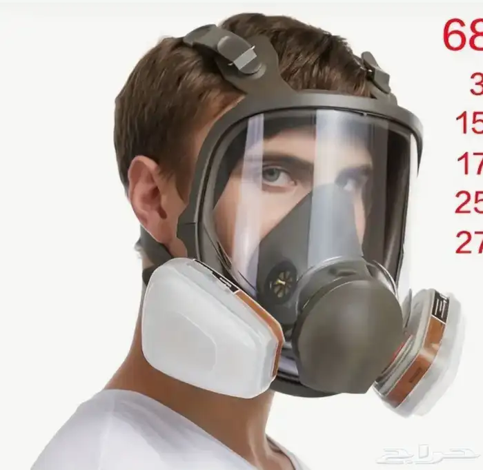 قناع حماية غاز للتنفس الكيميائي لكامل الوجه 0