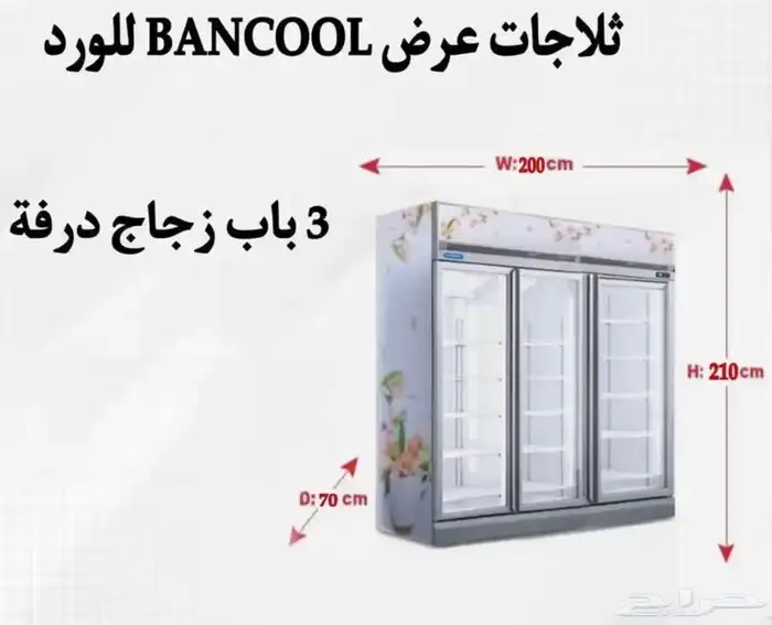 ثلاجة عرض بابين للورد والمشروبات بأحجام مختلفه 2