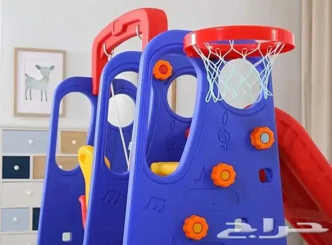 مرجوحة ( مرجيحة ) وزحليقة وكرة سلة طقم كامل 3 في 1 بلاستيك 3