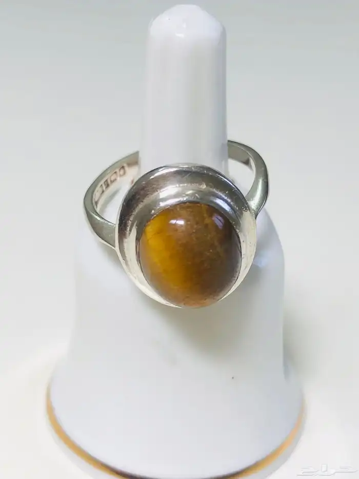 (تم البيع) خاتم فضة عقيق عين النمر أنتيك صناعة إنحليزية 1976 1