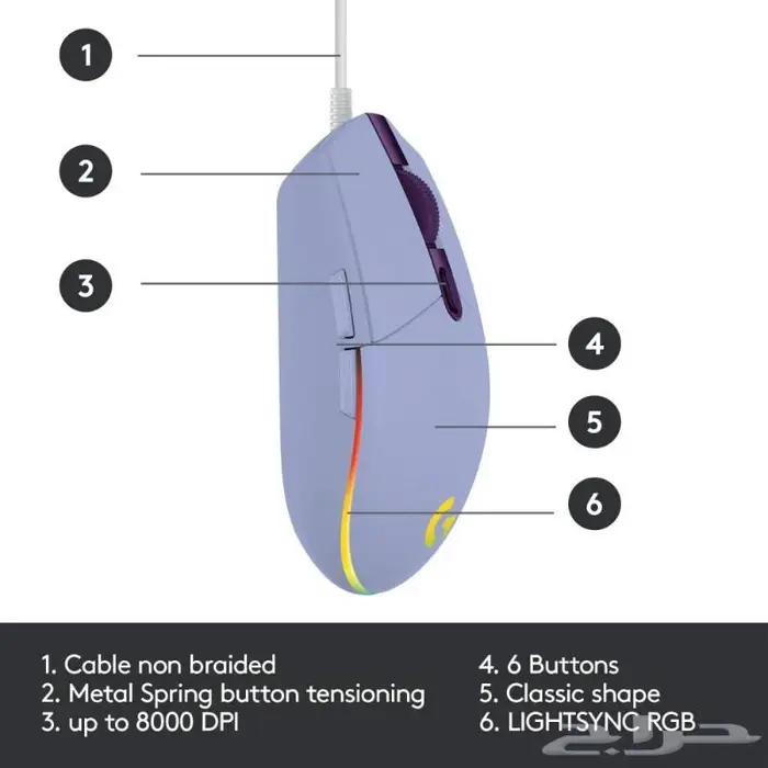 قيمنق ماوس لوجيتك Logitech G203 RGB للبيع بنص السعر 0