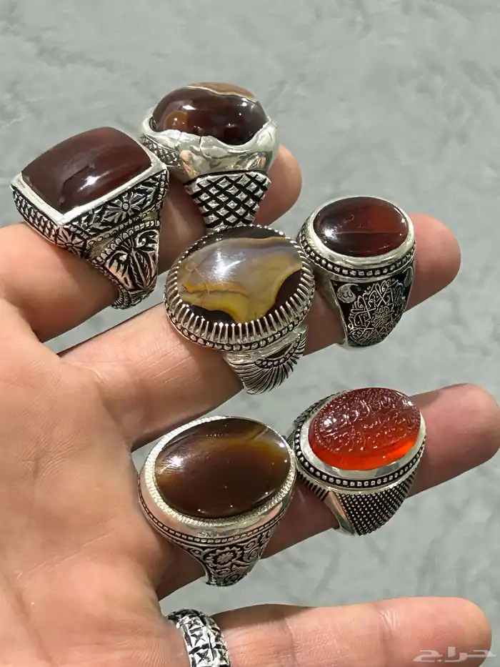 خواتم عقيق وفيروزات وسليمانيات واوبالات للبيع جمله وتفريد 1