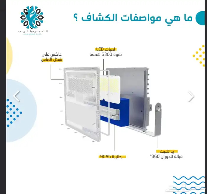 كشاف 6300 شمعة مع لوح منفصل الطاقة الشمسية 2