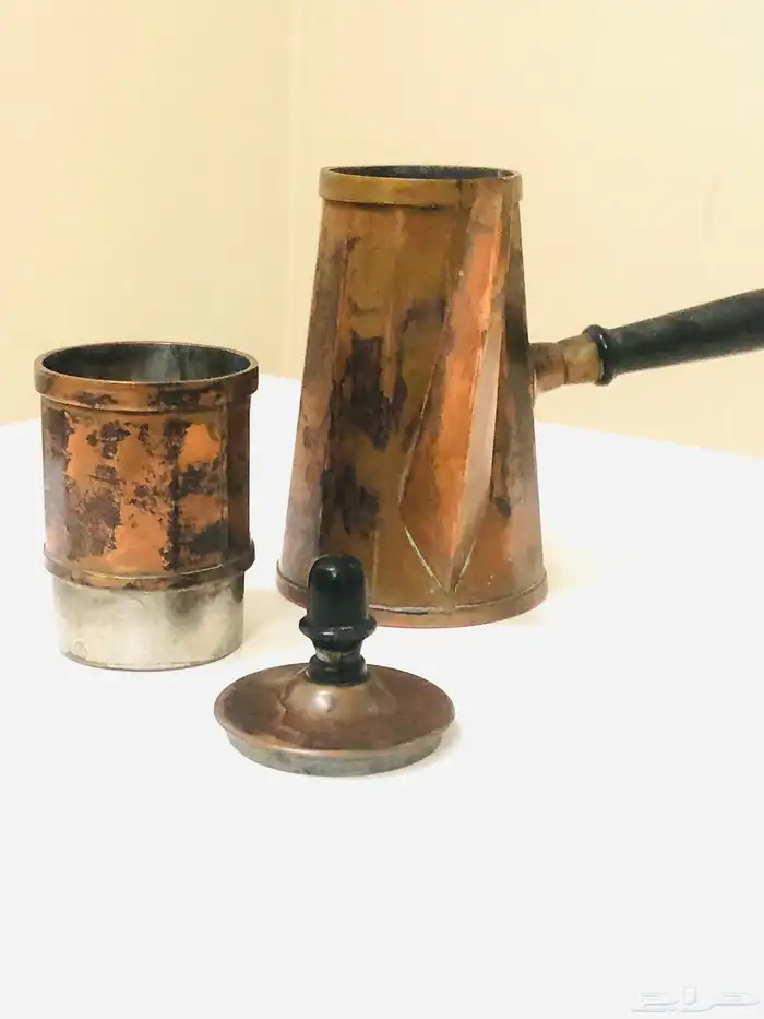 (تم البيع) صانعة قهوة و حليب من النحاس الأحمر الخالص أنتيك 24