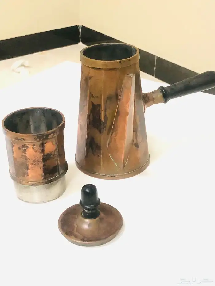 (تم البيع) صانعة قهوة و حليب من النحاس الأحمر الخالص أنتيك 21