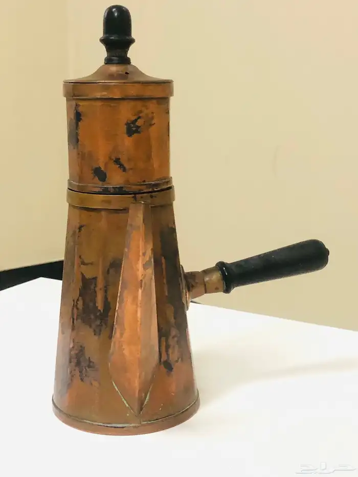 (تم البيع) صانعة قهوة و حليب من النحاس الأحمر الخالص أنتيك 13