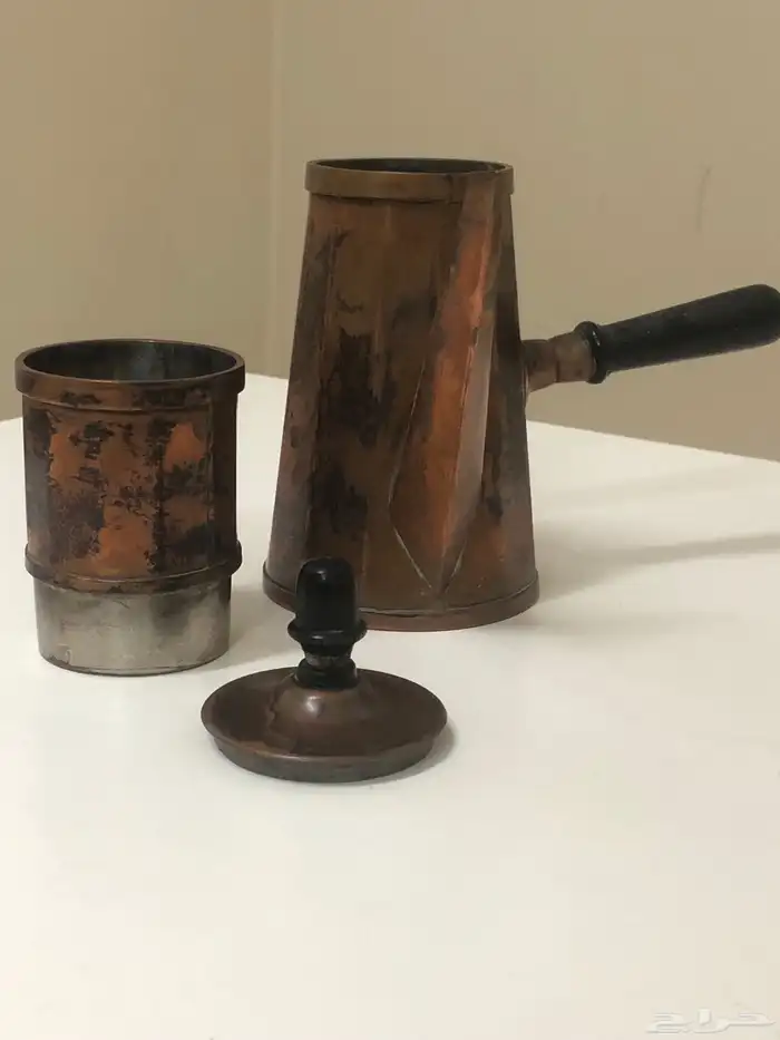 (تم البيع) صانعة قهوة و حليب من النحاس الأحمر الخالص أنتيك 23