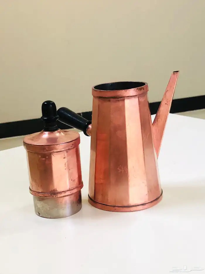 (تم البيع) صانعة قهوة و حليب من النحاس الأحمر الخالص أنتيك 7