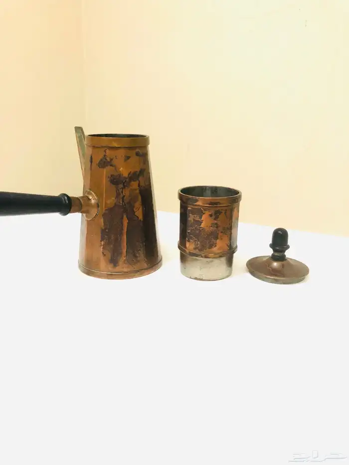 (تم البيع) صانعة قهوة و حليب من النحاس الأحمر الخالص أنتيك 16