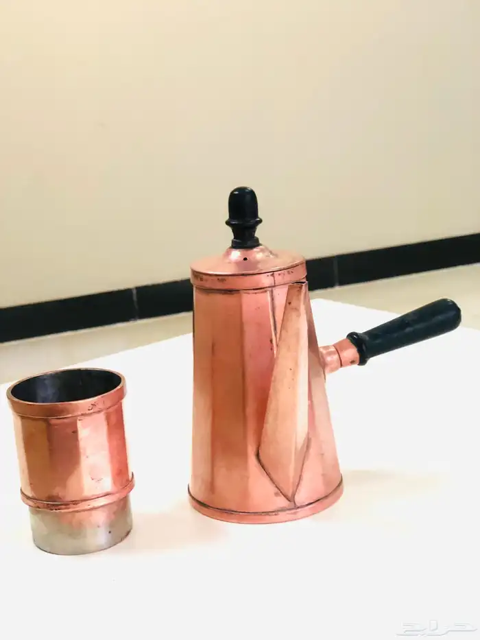 (تم البيع) صانعة قهوة و حليب من النحاس الأحمر الخالص أنتيك 8