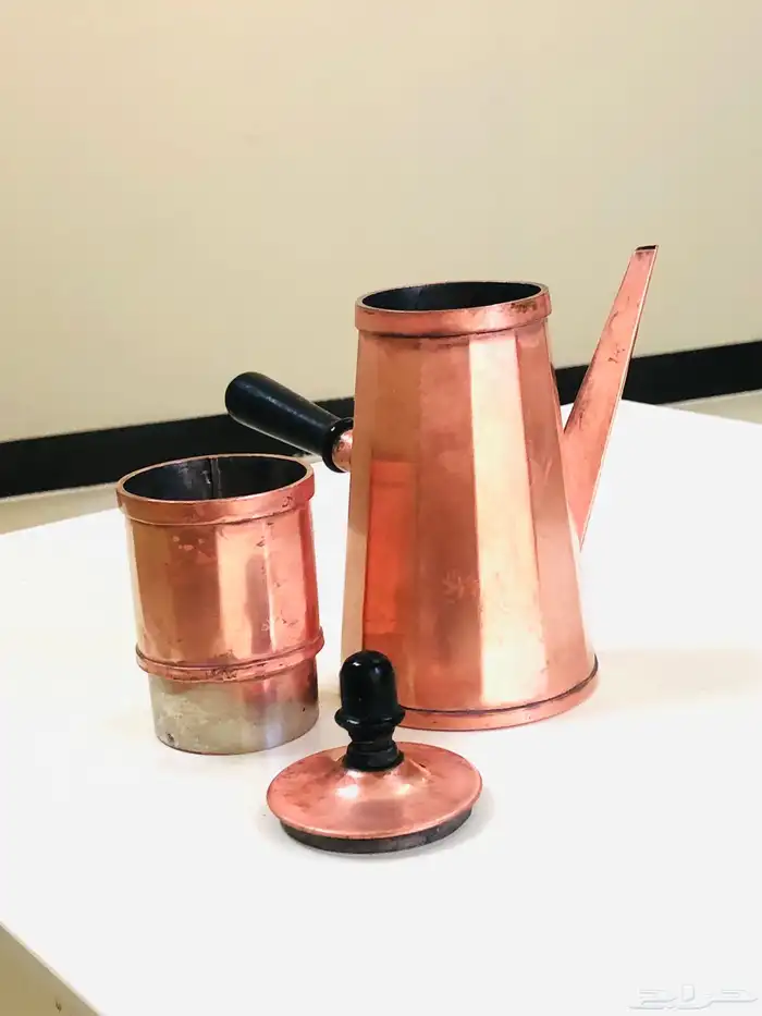 (تم البيع) صانعة قهوة و حليب من النحاس الأحمر الخالص أنتيك 6