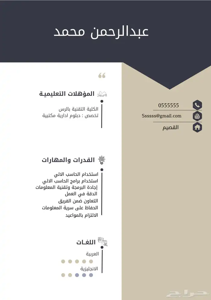 سيرة ذاتية بجودة عالية عربي   انجليزي 11