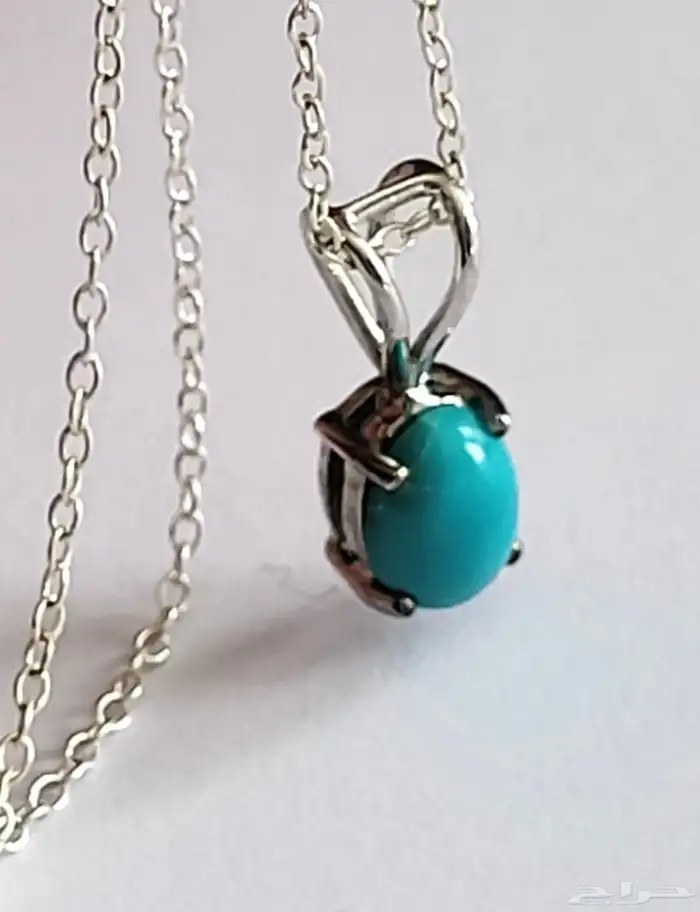 تعليقة بسلسال فضة استرليني بحجر تركواز فيروز 2