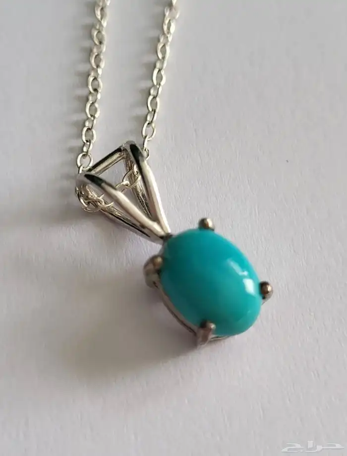 تعليقة بسلسال فضة استرليني بحجر تركواز فيروز 0