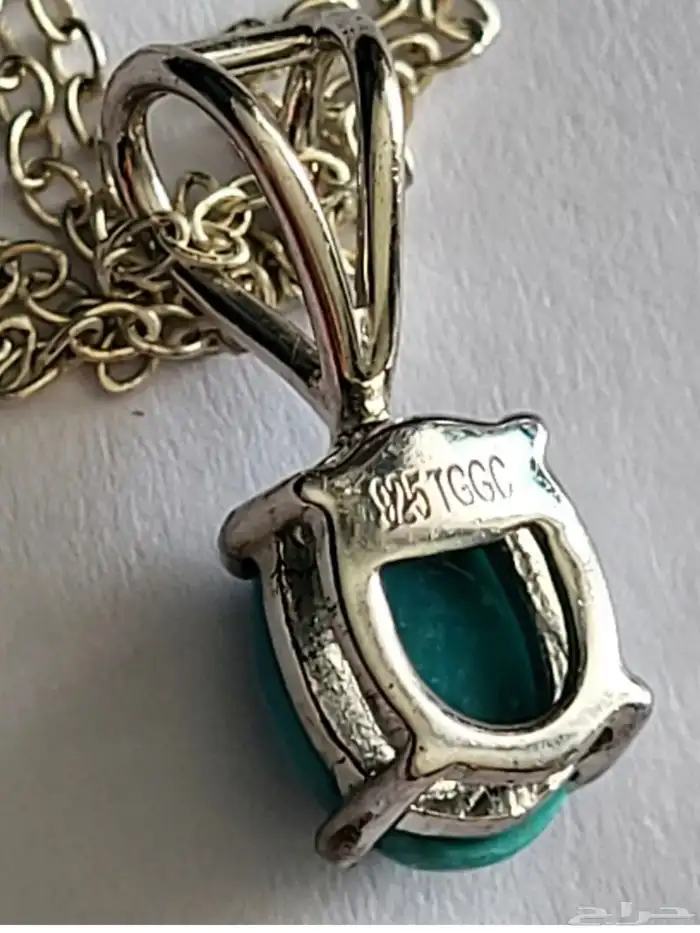 تعليقة بسلسال فضة استرليني بحجر تركواز فيروز 3