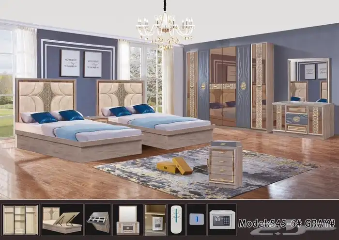 غرف نوم جديده غرف شباببه مفرده سرير وسريرين بأسعارتبدا 3800 3