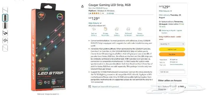 LED STRIP RGB COUGAR ليدات RGB للسيت اب 2