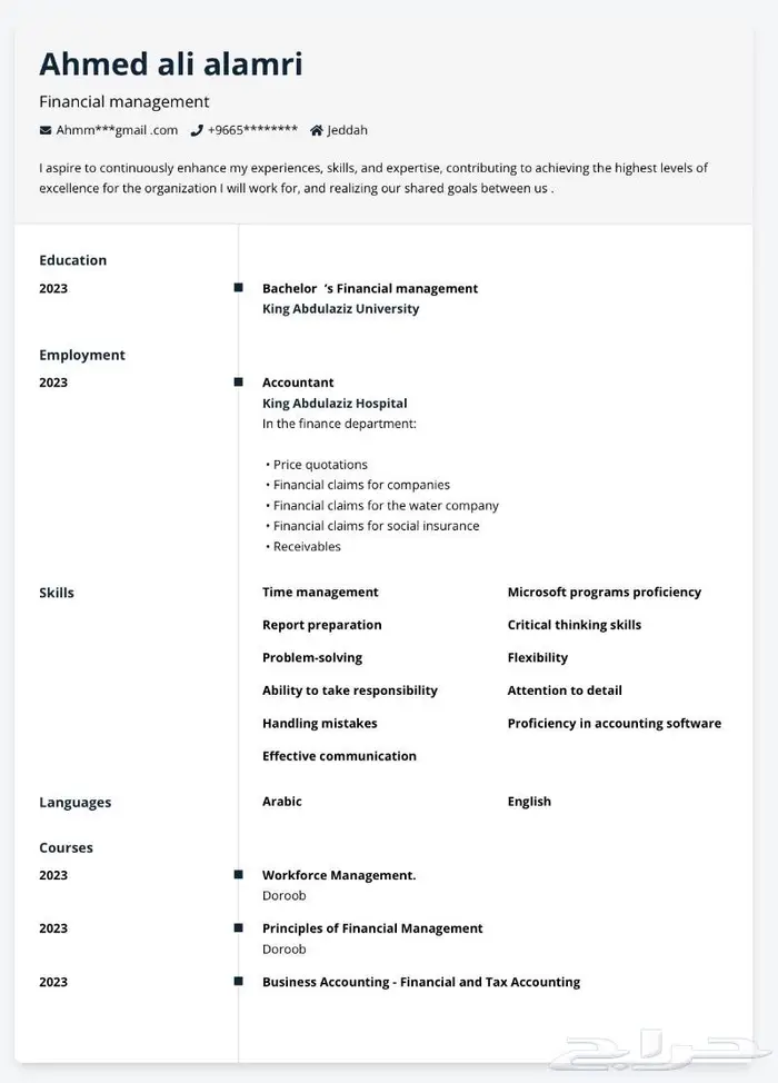سيرة ذاتية احترافيةpdf عربي وانجليزي تزيد من فرصة توظيفك 2