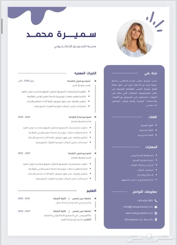 تصاميم سيره ذاتيه ب احترافية وخبره Cv 4
