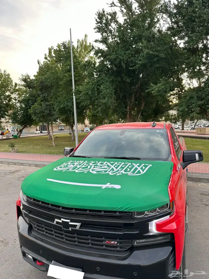 علم السعودية على كبوت السياره جمله وقطاعي قناع اخضر 1