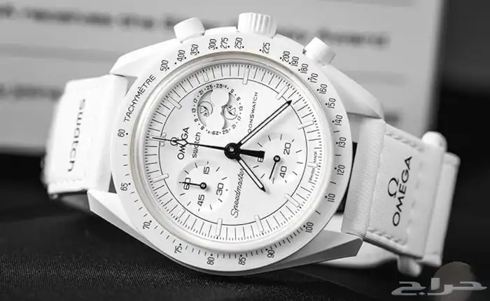 ساعة سواتش أوميغا اللون ابيض مميز 0