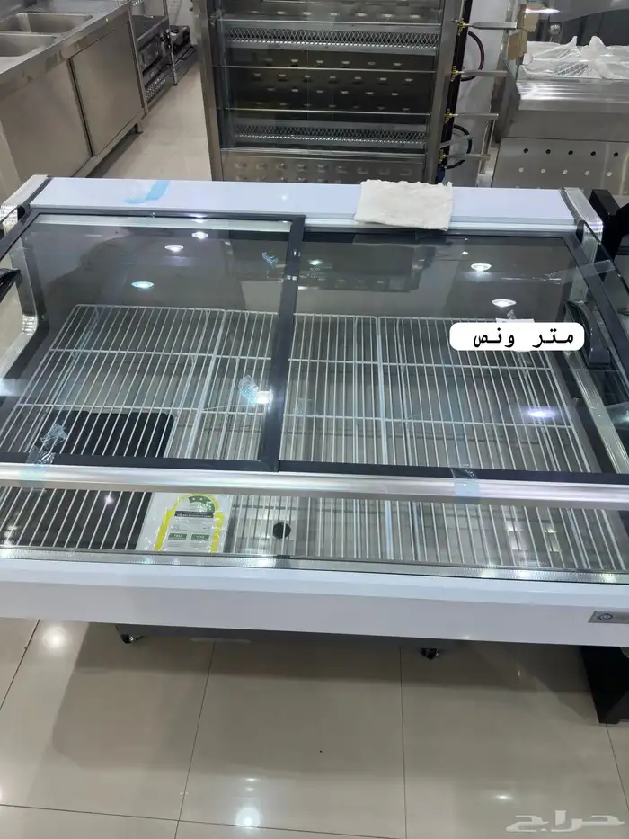 ثلاجات عرض اسماك و لحوم طازجة باب سحاب زجاج توصيل مجاني 12