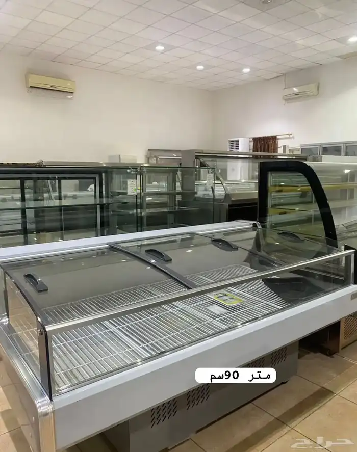ثلاجات عرض اسماك و لحوم طازجة باب سحاب زجاج توصيل مجاني 11